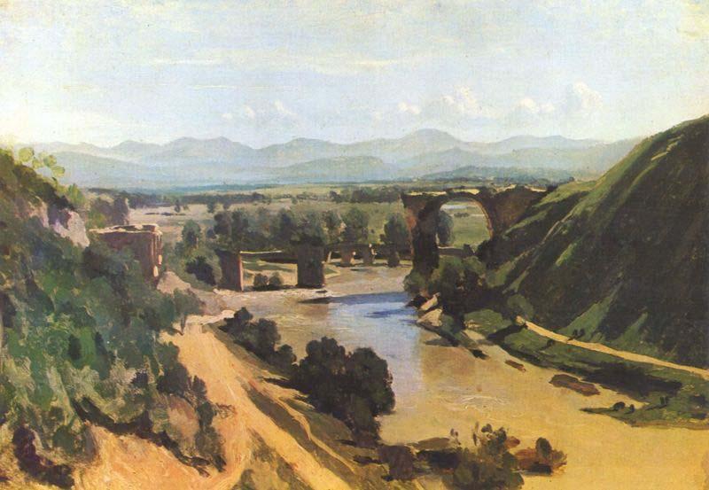 Jean Baptiste Camille  Corot The Bridge at Narni Spain oil painting art